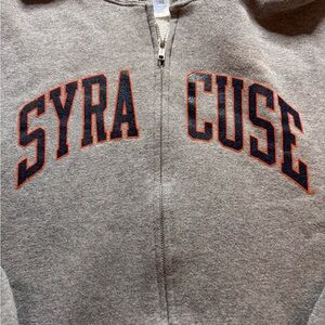 Vtg Russell Athletic Suracuse Gray Fleece-Lined Zip-Up Hoodie